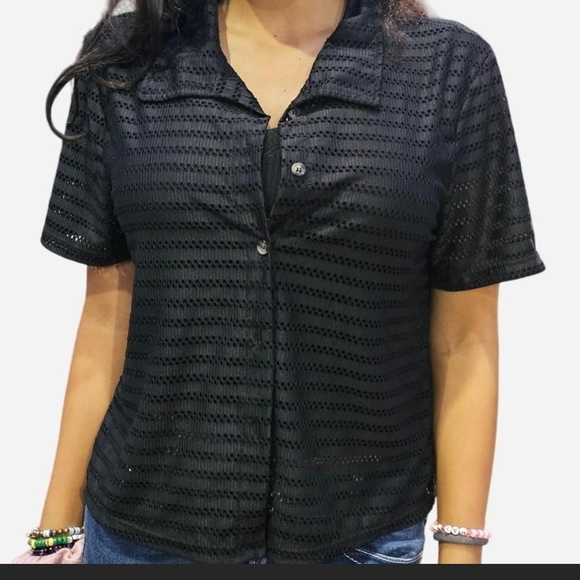 Hurley Tops - Hurley Black Perforated Knit Top